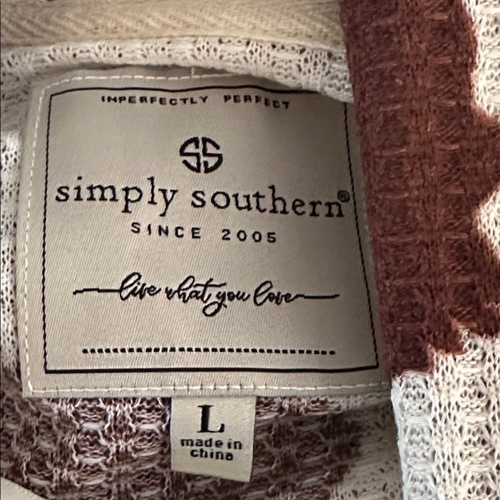 NWOT Women’s Simply Southern Brown & Cream Cow Print Waffle Knit Cardigan Sz L - Picture 6 of 8